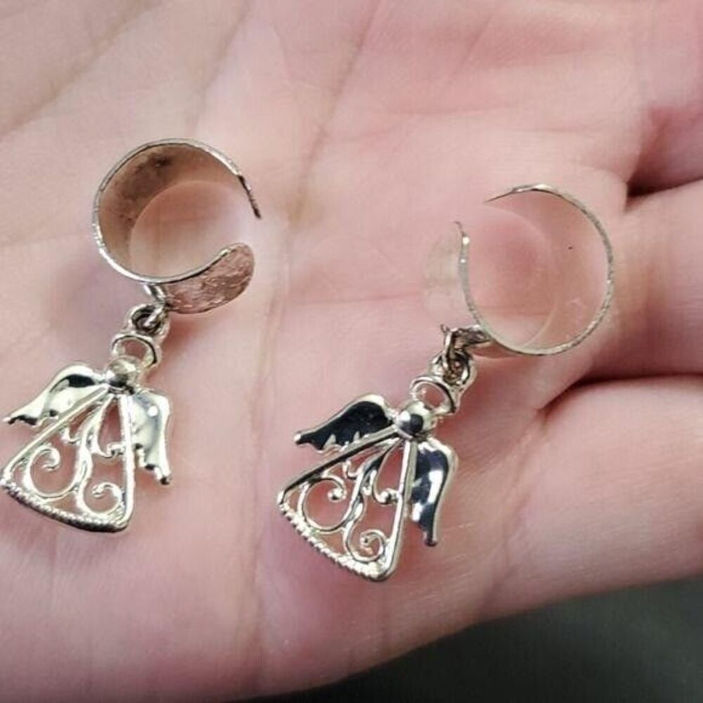 Avon silver tone angel ear cuffs